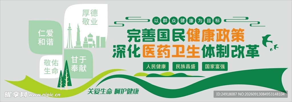 医院医疗机构文件墙宣传标语口号
