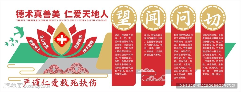 中医文化墙望闻问切形象背景墙