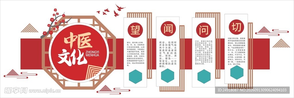 中医文化墙望闻问切形象背景墙