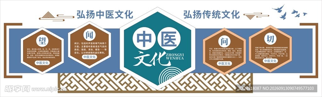 中医文化墙望闻问切形象背景墙