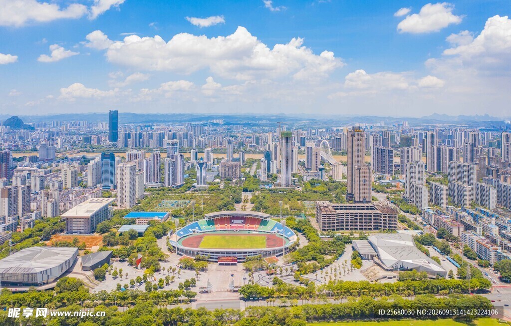 城市全景中的大型体育场