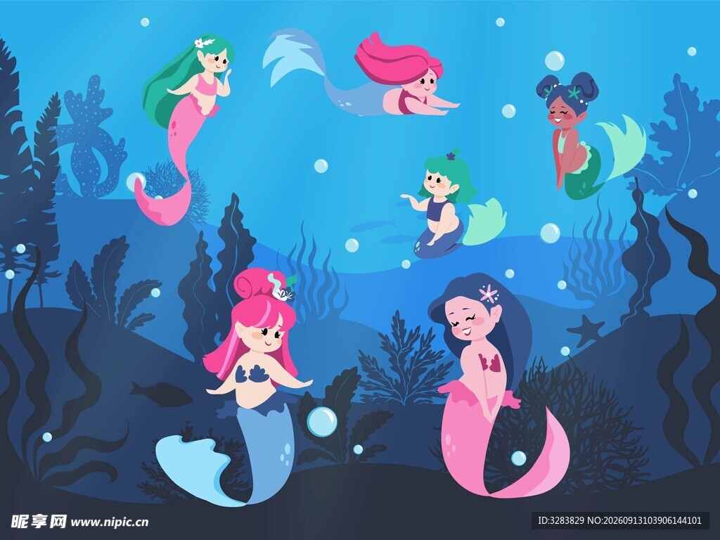 海底美人鱼插画