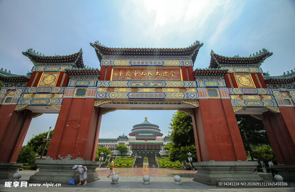 中式古典牌坊建筑景观