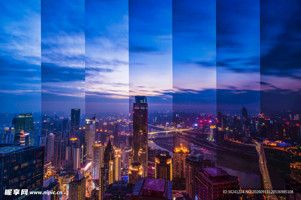 城市璀璨夜景俯瞰图