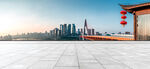 城市天际线与中式建筑景观