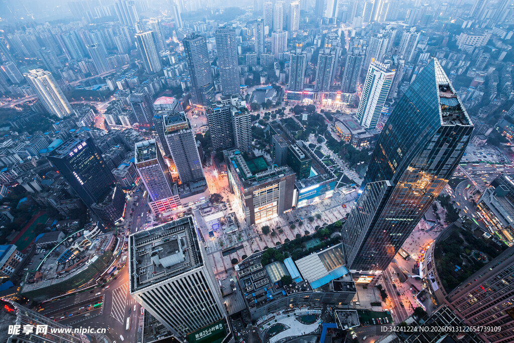 城市夜景俯瞰繁华景象