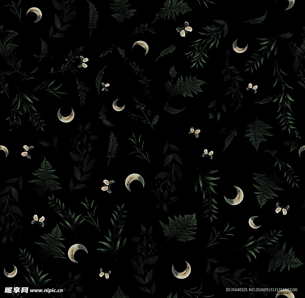 黑夜月叶图案背景纹理