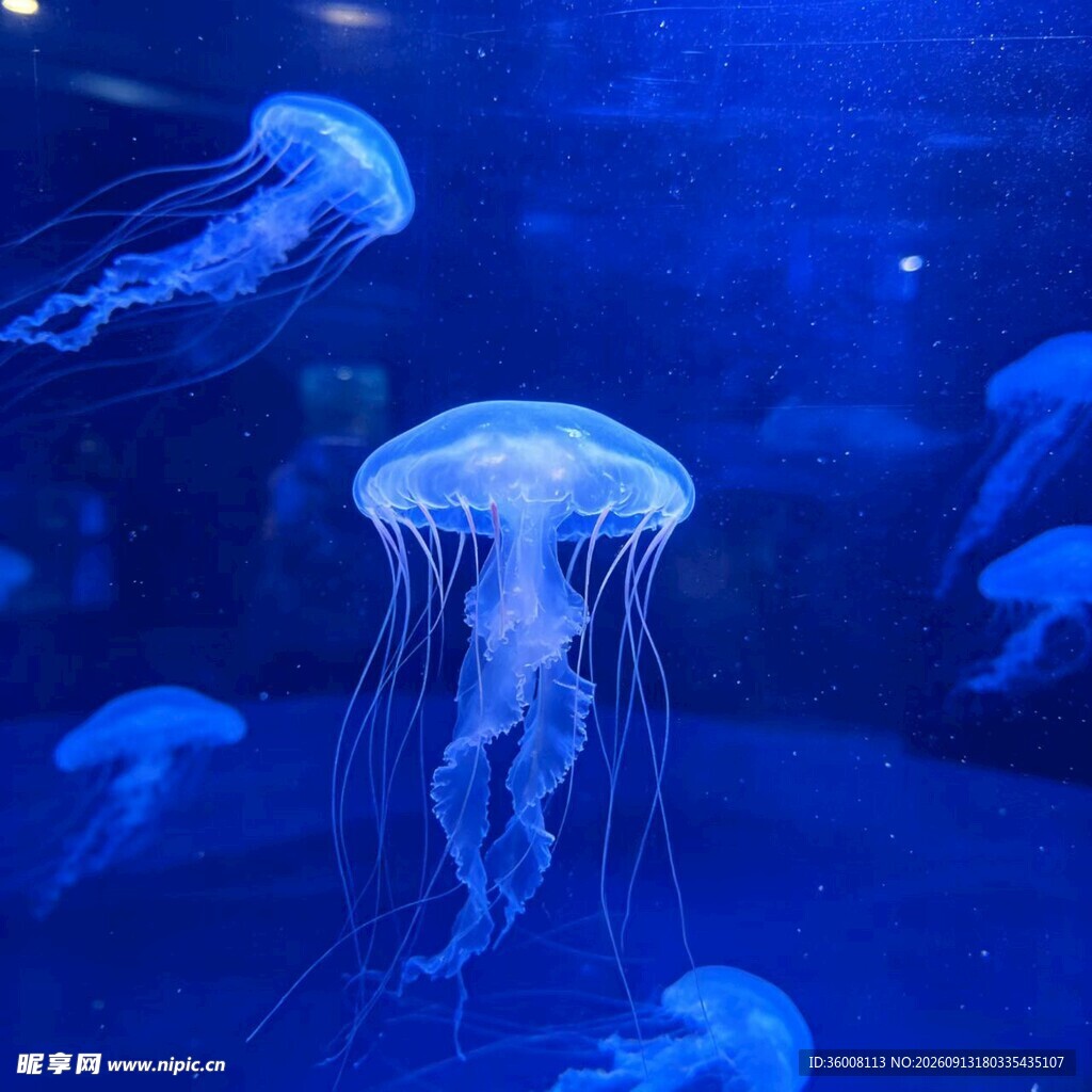 梦幻水母在水中轻盈游动