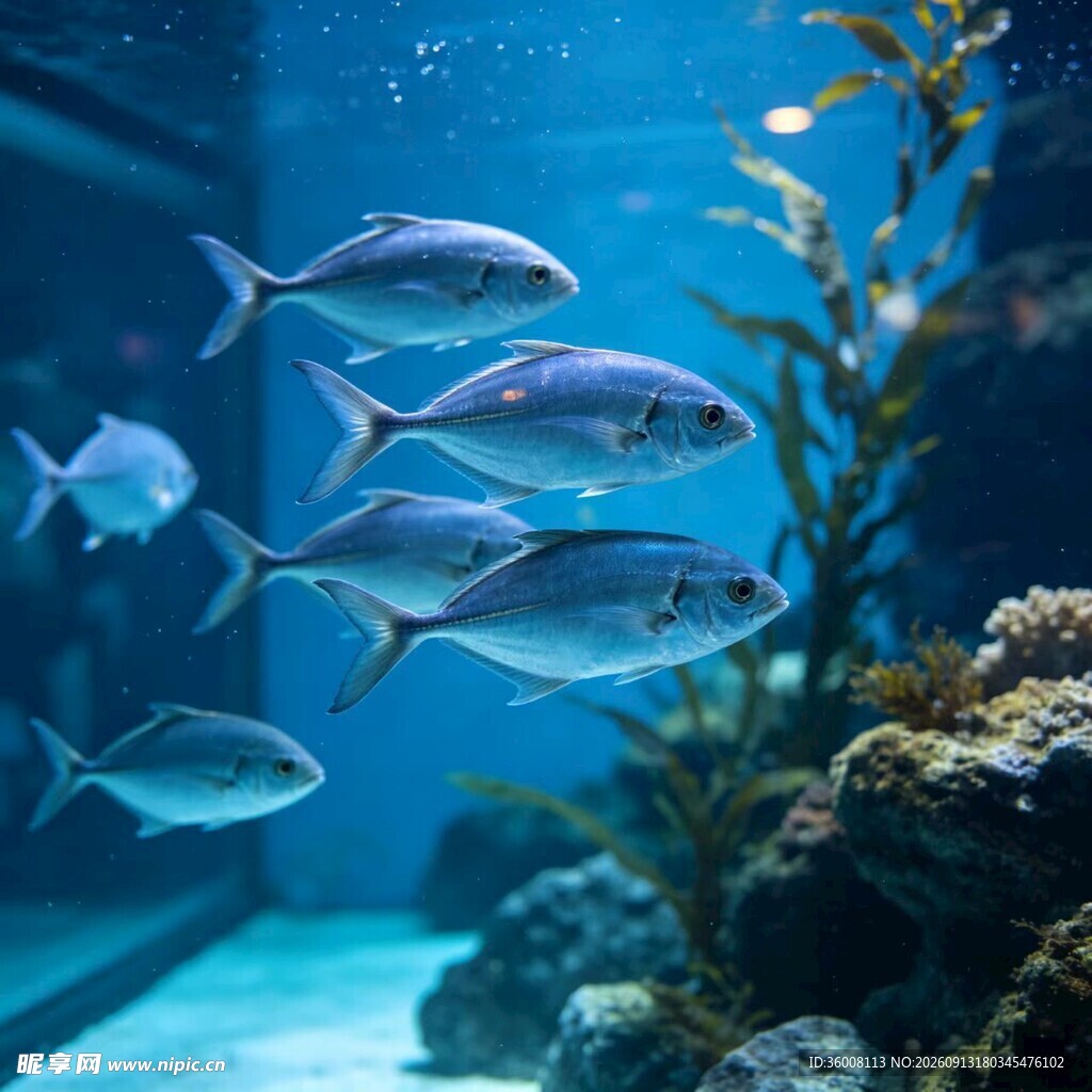 水族馆中游动的美丽鱼类