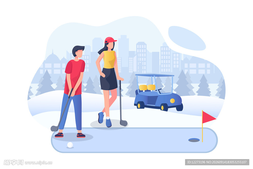 冬日街头的人物与车辆场景