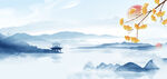 霜降节气浅蓝色中国风霜降背景