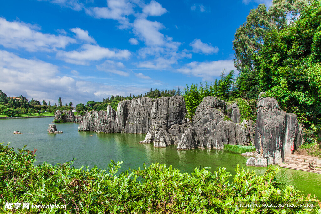 湖畔石林美景