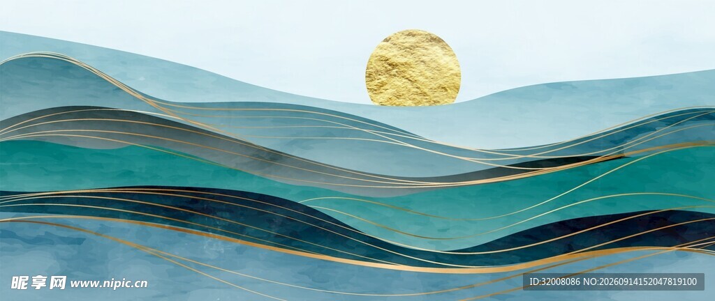 鎏金山水挂画