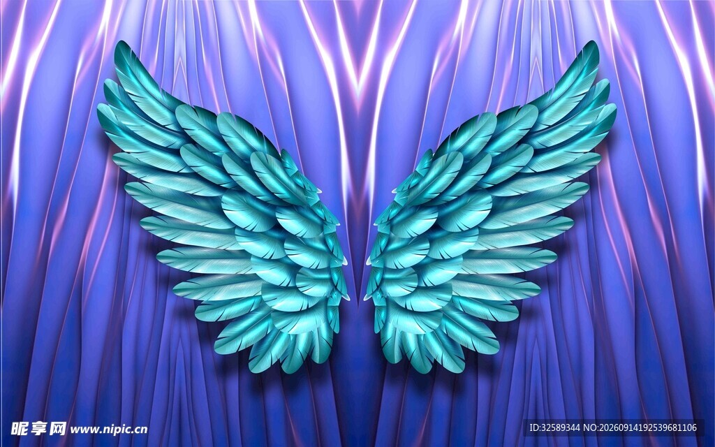 梦幻蓝绿色羽翼