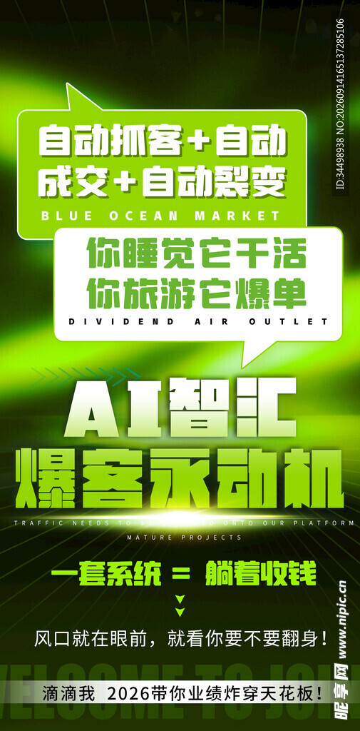 AI培训 绿色宣发造势海报  