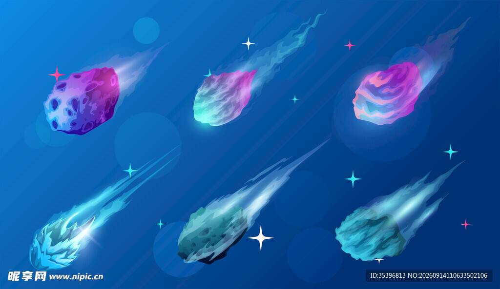 梦幻流星太空元素插画