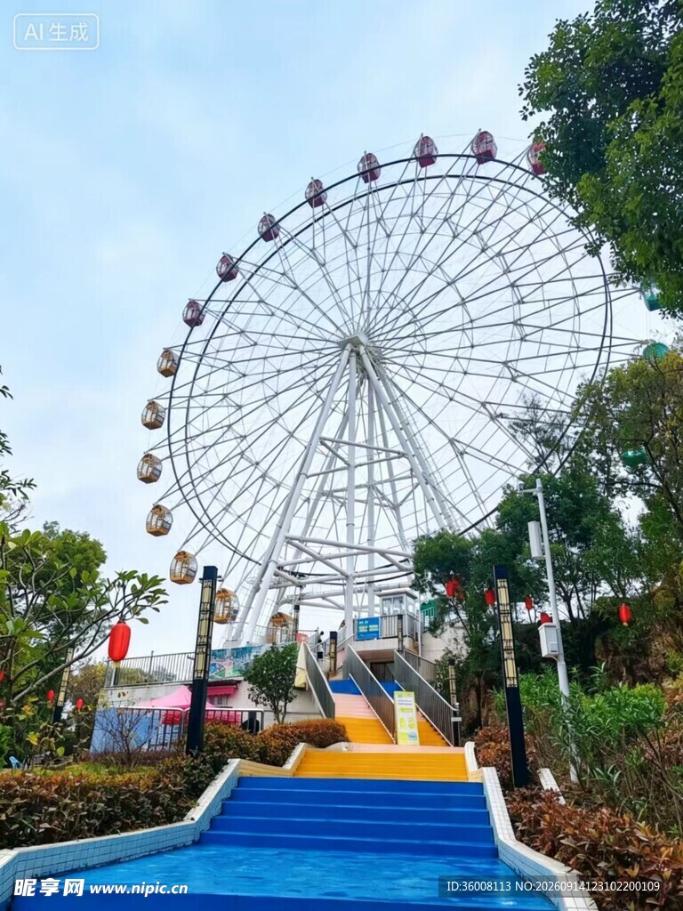 游乐园中的巨型摩天轮景观