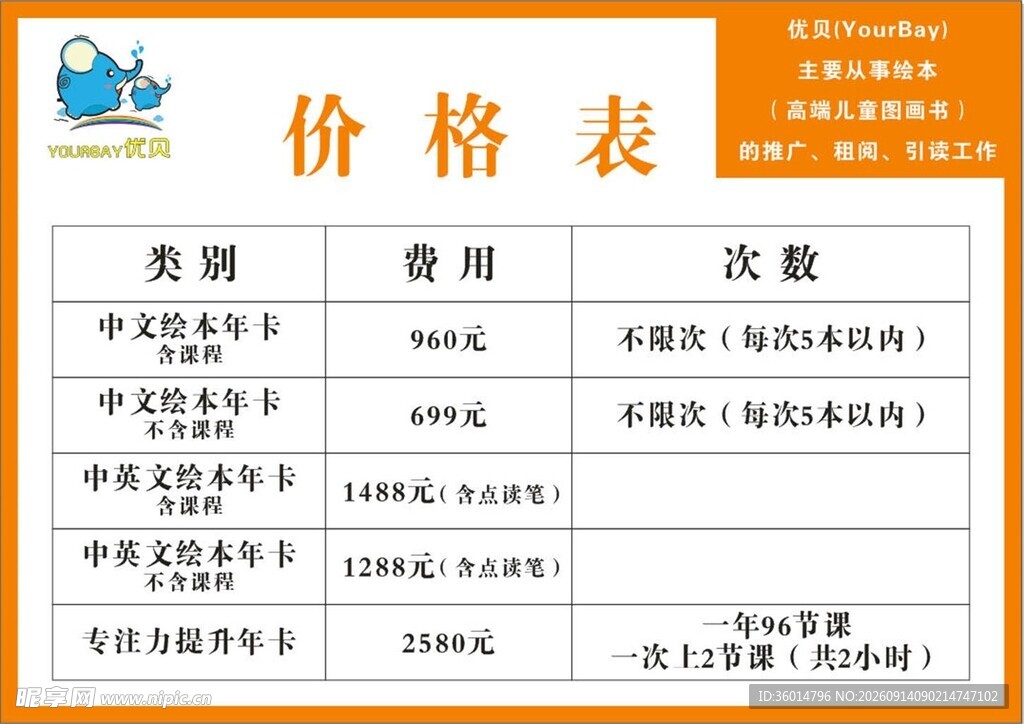 产品价格表详情一览