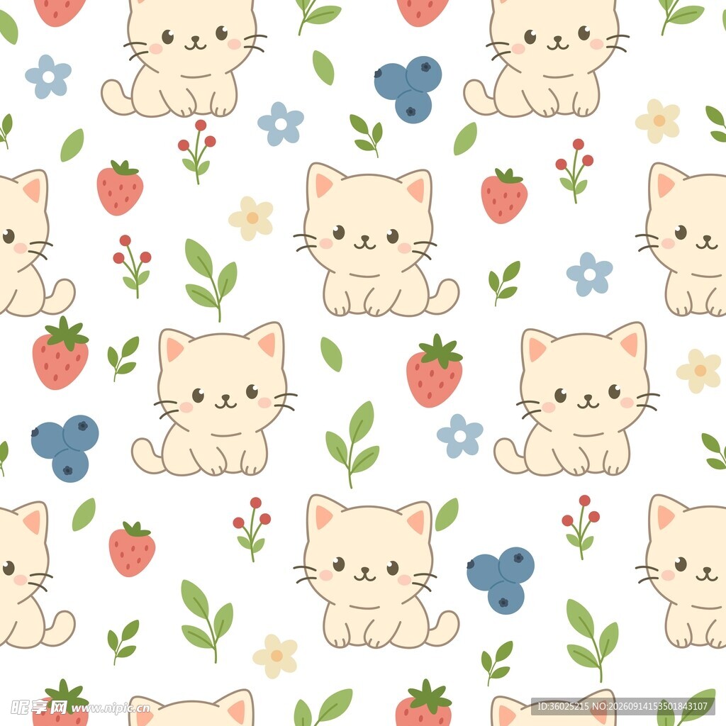 猫咪碎花底纹