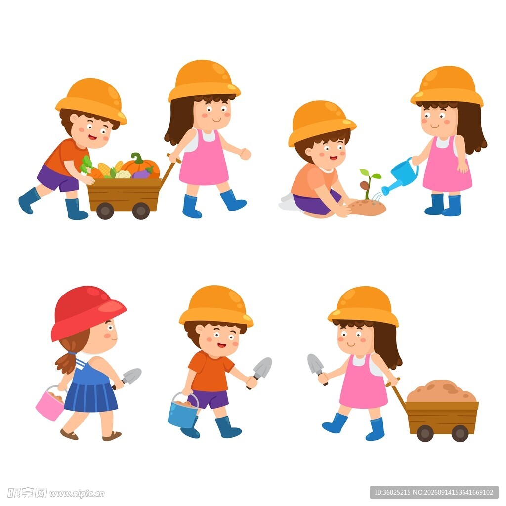 园艺童趣插画