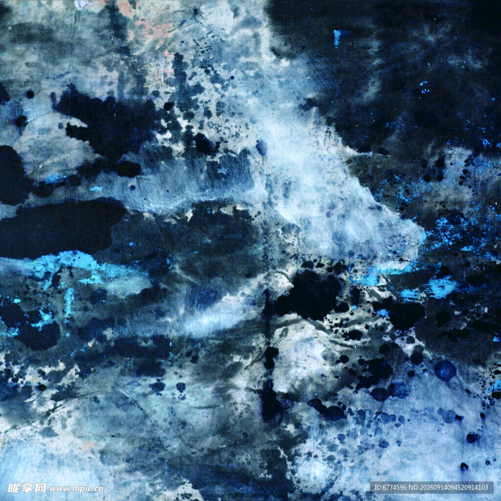 抽象蓝调水墨风格艺术画面