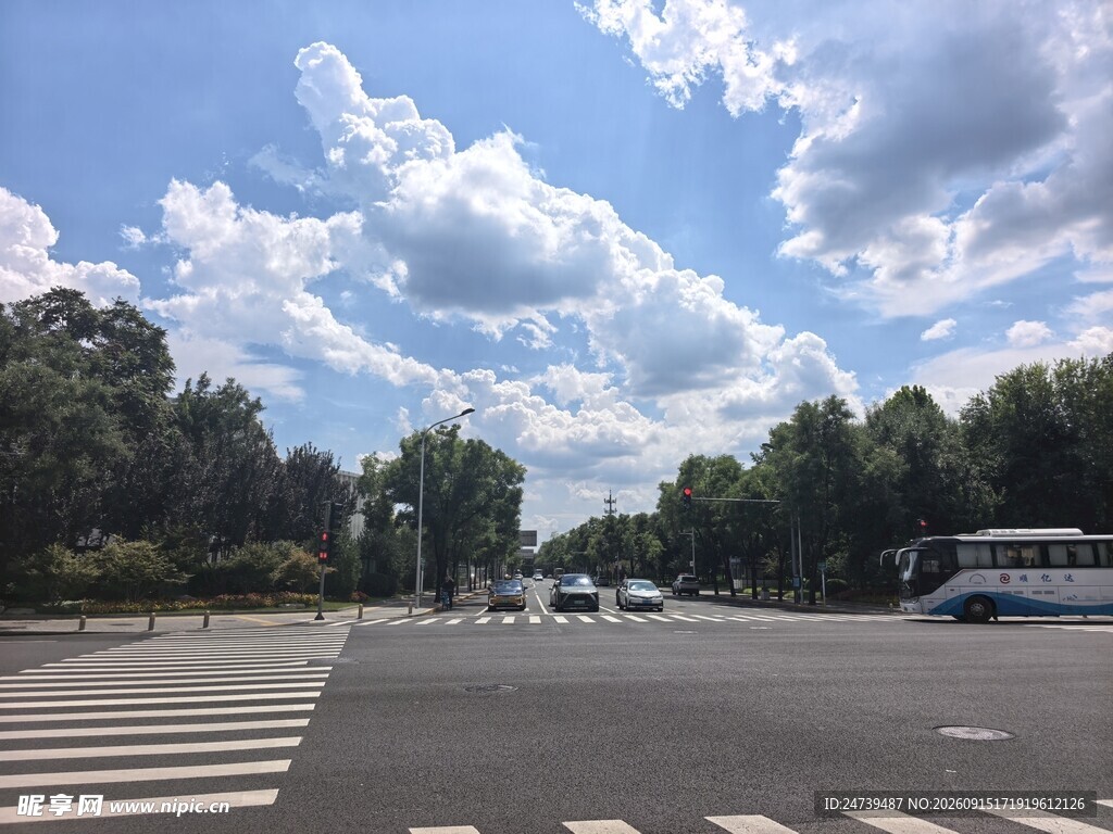 晴朗城市道路风景