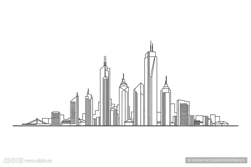 大厦建筑线描图