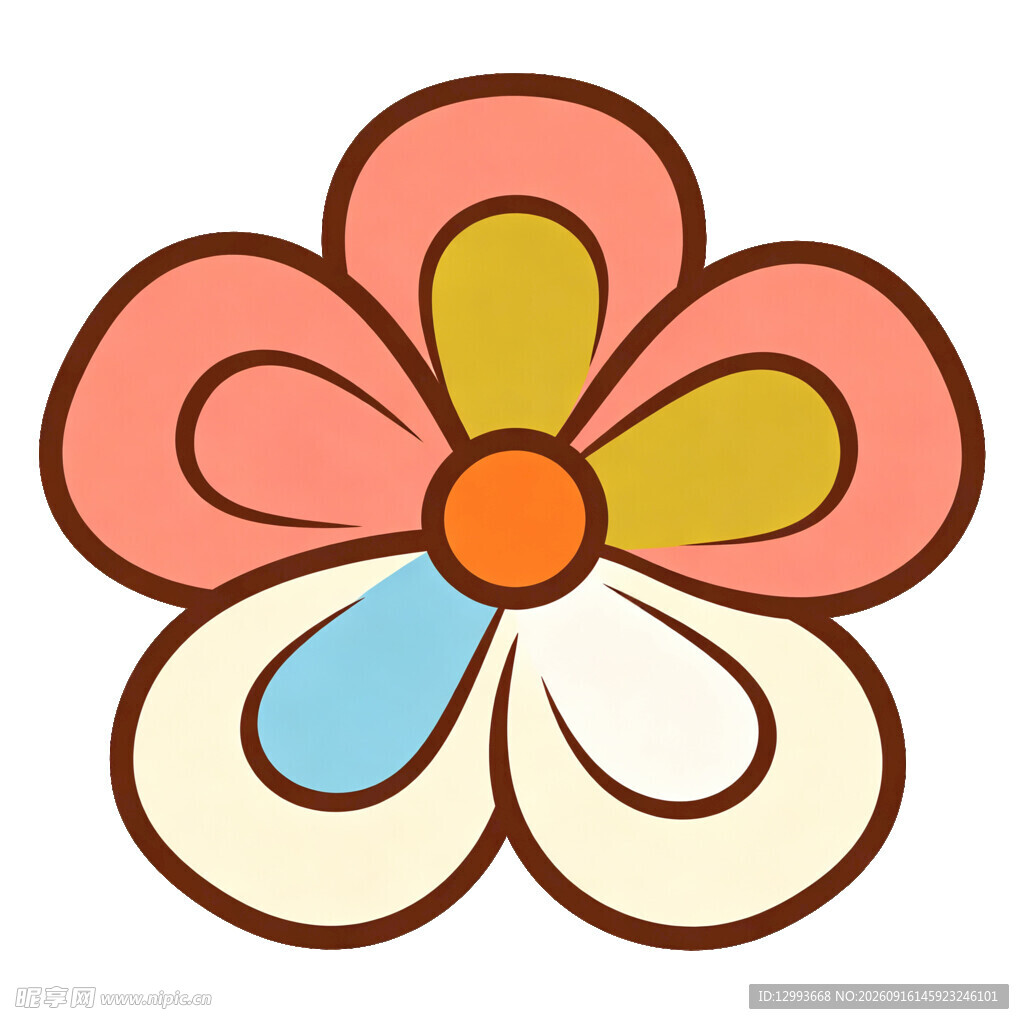 彩色卡通花朵图案