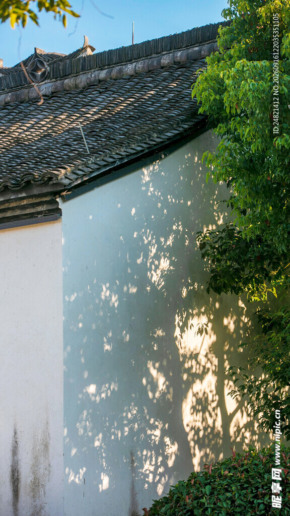 中式白墙黛瓦建筑景致