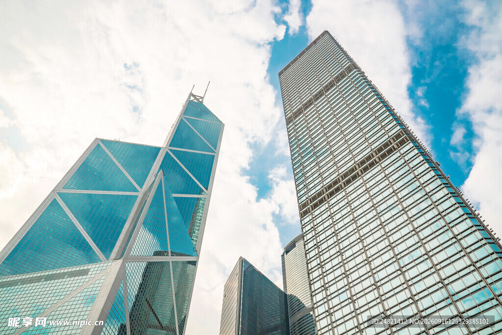 都市摩天大楼仰视景观