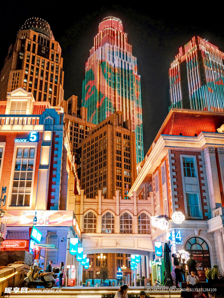 澳门夜景璀璨的繁华建筑群