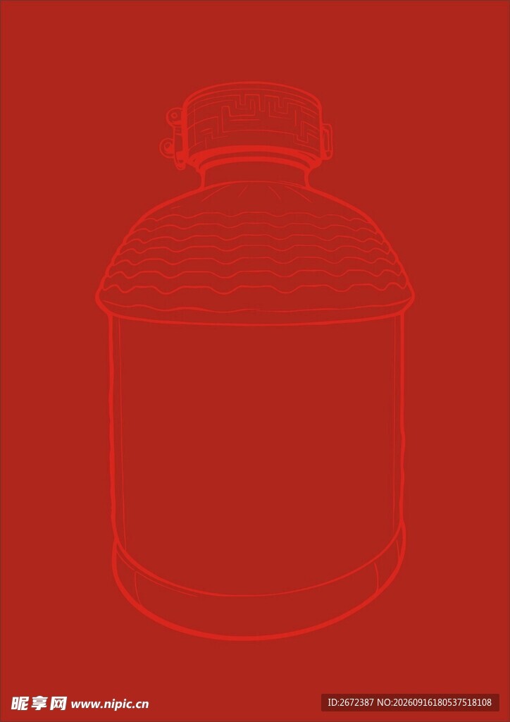 红色轮廓的酒瓶