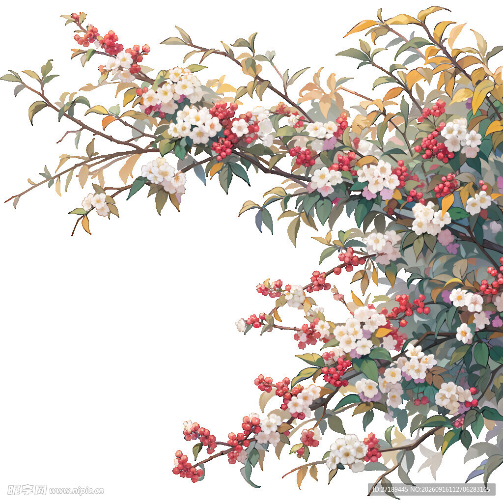 繁花满枝 花卉图