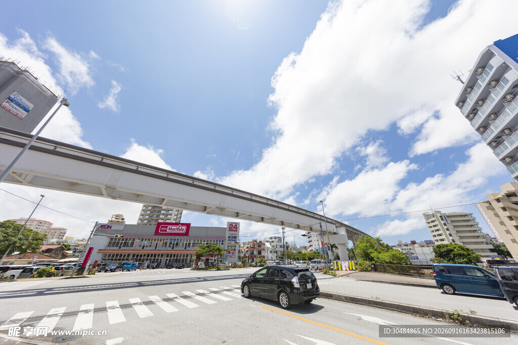 城市高架桥与道路街景