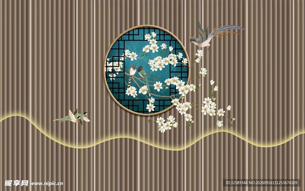 新中式花鸟背景图
