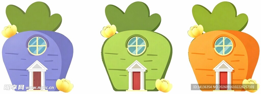 可爱卡通蔬菜造型小房子萝卜