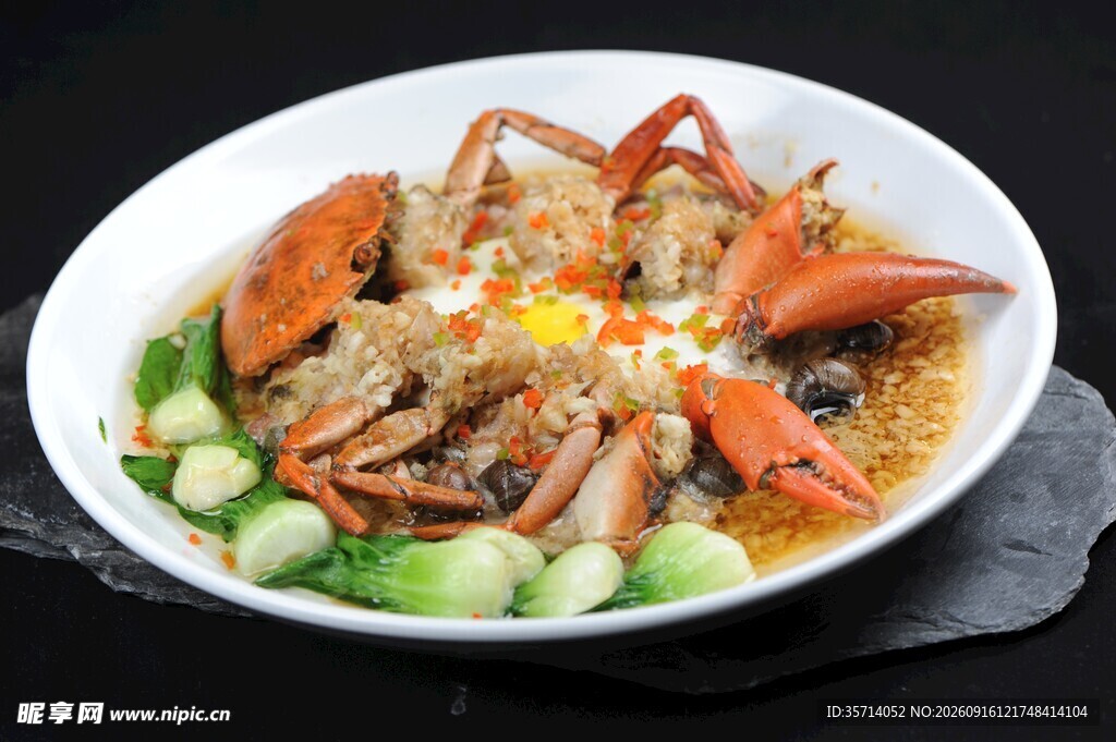 丝螺肉饼蒸花蟹