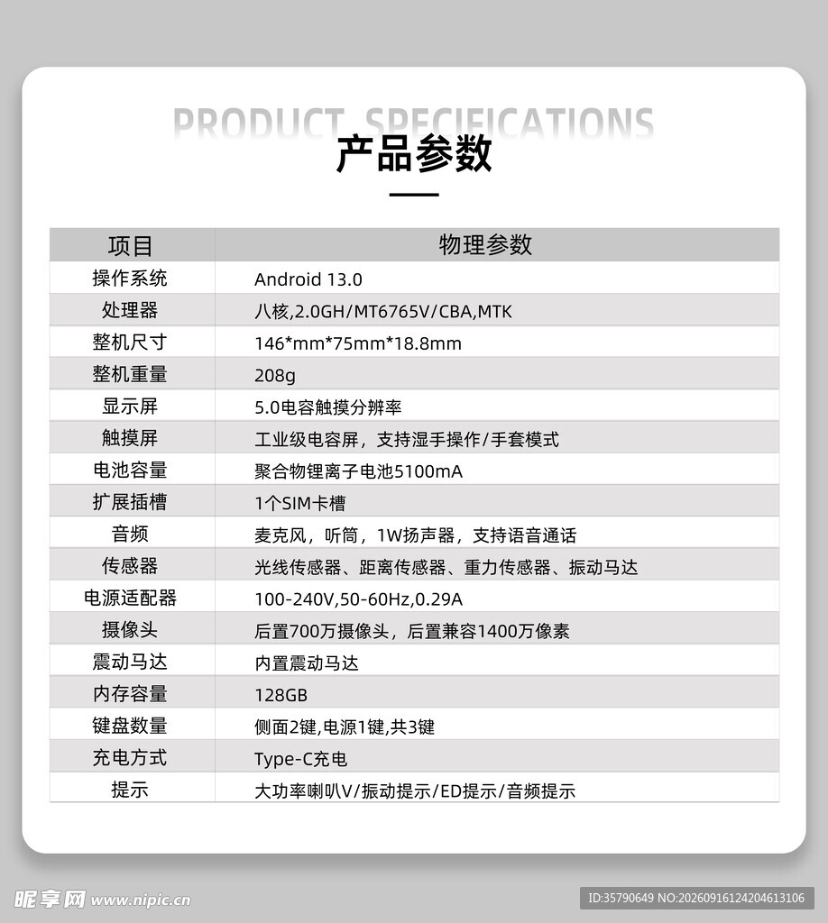 电商产品参数
