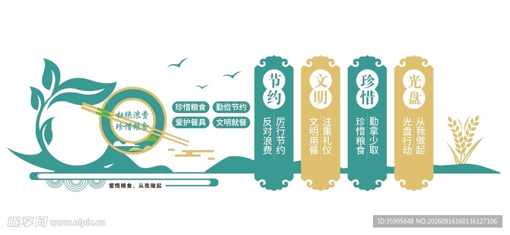 餐厅节约粮食文化墙