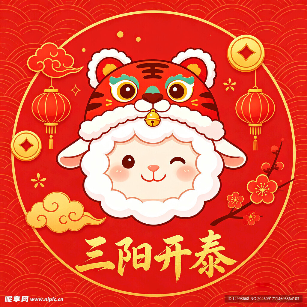 羊身虎头贺岁图
