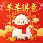 喜气洋洋小羊贺岁图