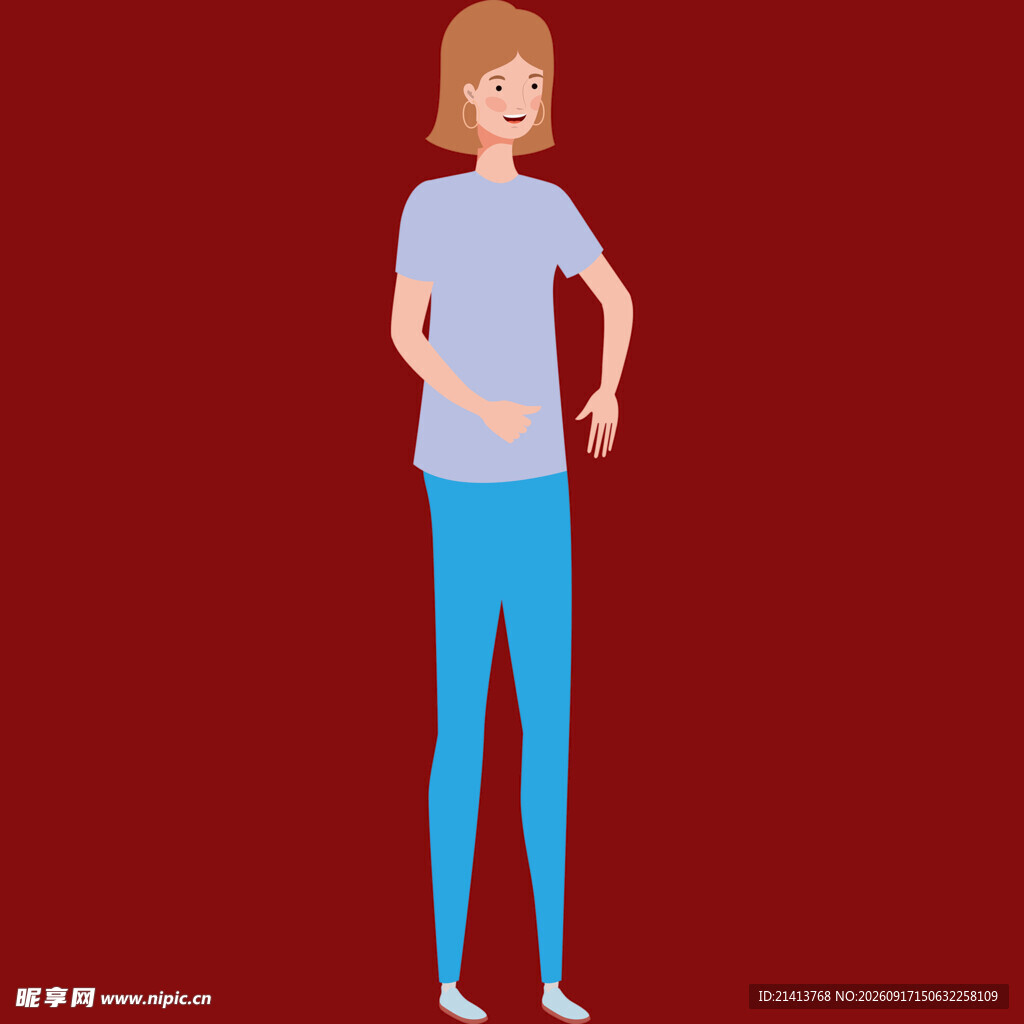 站立女性卡通形象