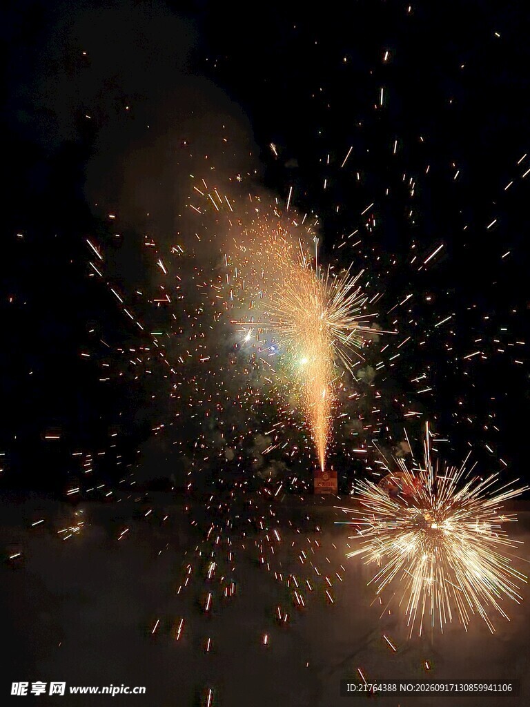 夜空中绚烂的烟花绽放