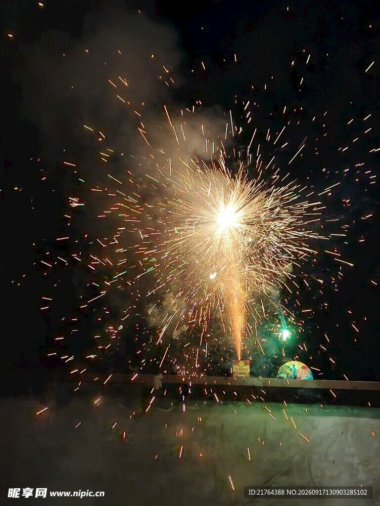 夜空中绚烂的烟花绽放