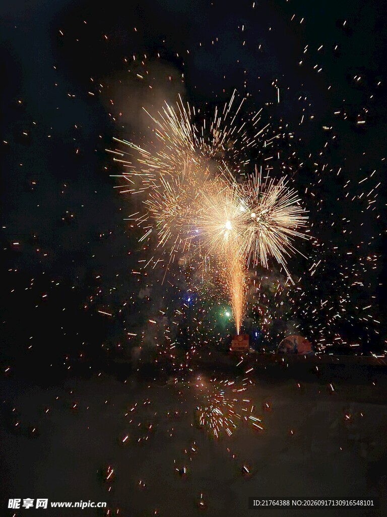 夜空中绚烂绽放的烟花