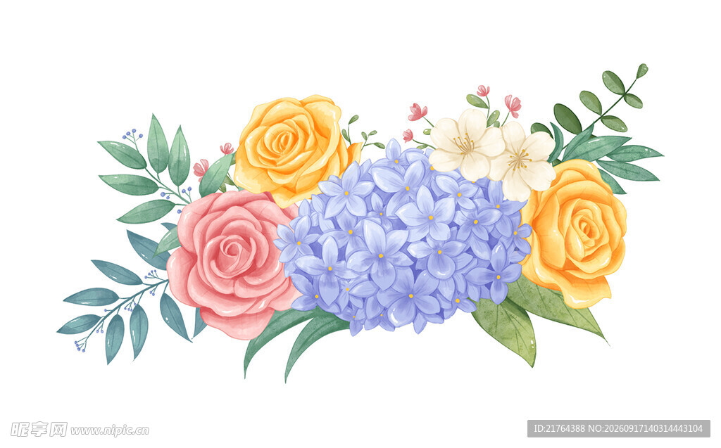 多彩花卉组合插画