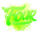 绿色泼墨风格Four字样