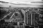 城市建筑俯瞰黑白景观
