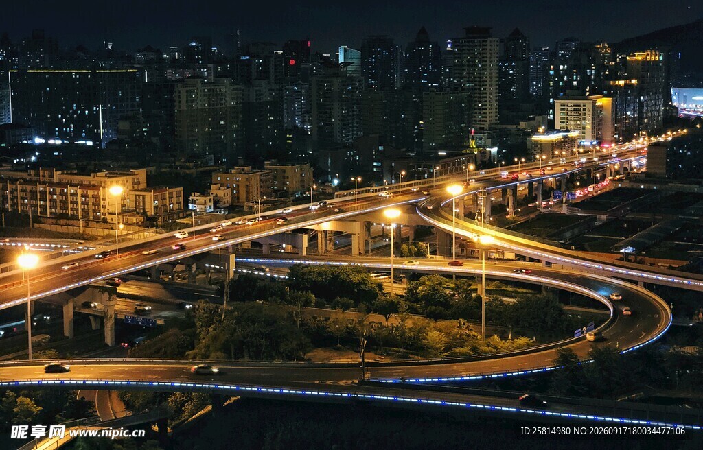 城市夜景立交桥璀璨灯火
