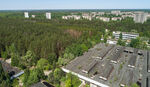 城市边缘的森林与建筑景观